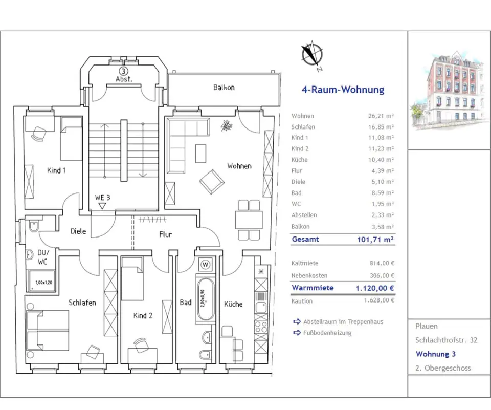 4 Zimmer Wohnung mit 102 m² in Plauen – Bild 5