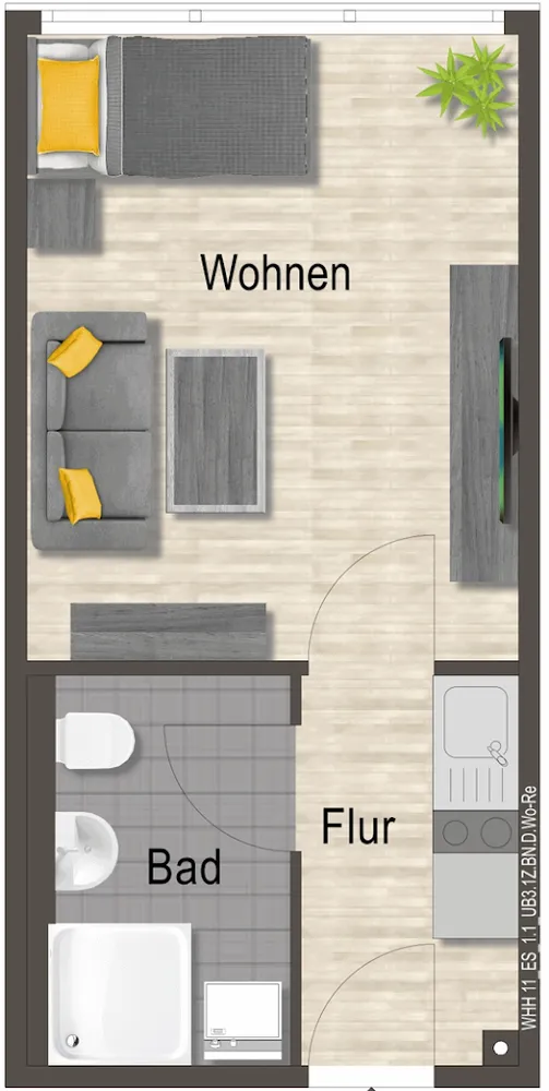1 Zimmer Wohnung mit 24 m² in Neubrandenburg – Bild 4