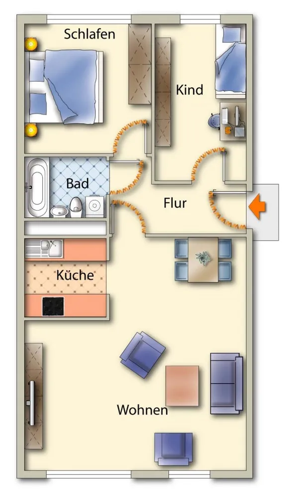 3 Zimmer Wohnung mit 67 m² in Freiberg – Bild 3