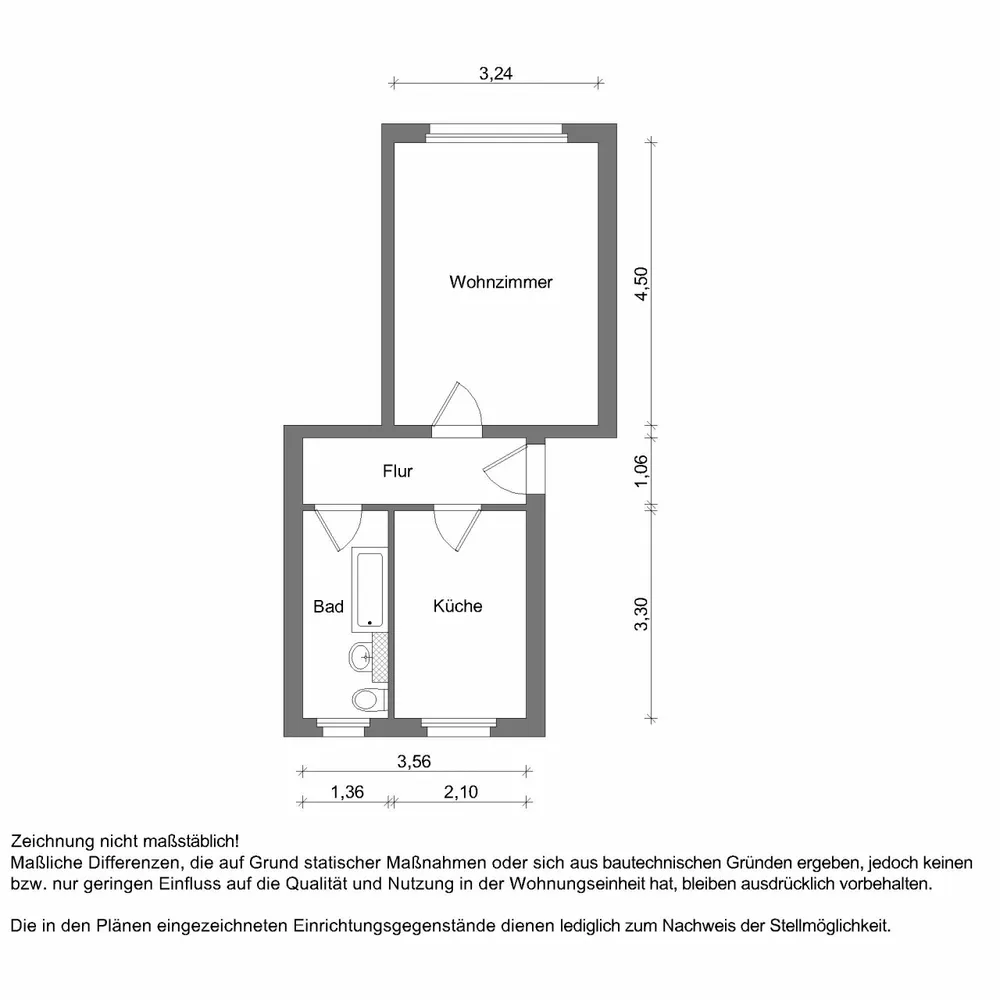 1 Zimmer Wohnung mit 29 m² in Zwickau – Bild 2