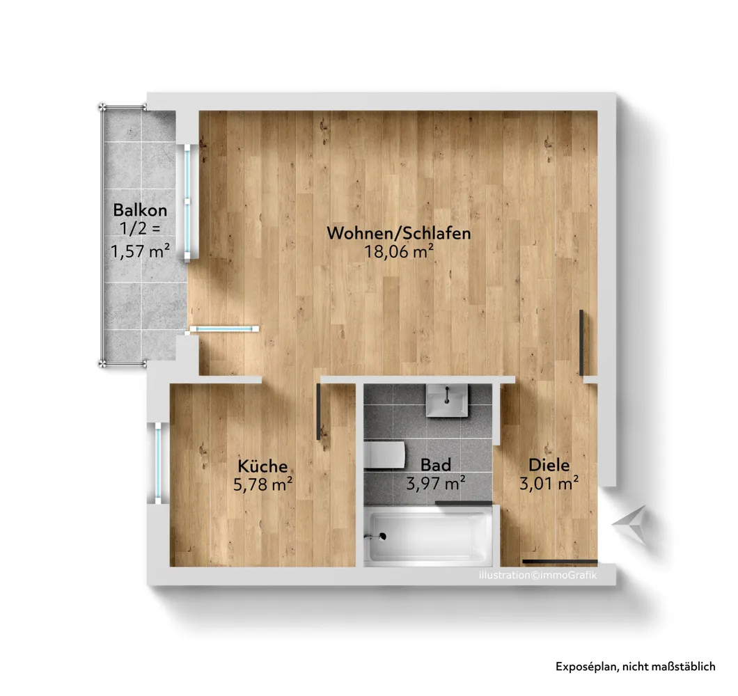 1 Zimmer Wohnung mit 32 m² in München – Bild 8
