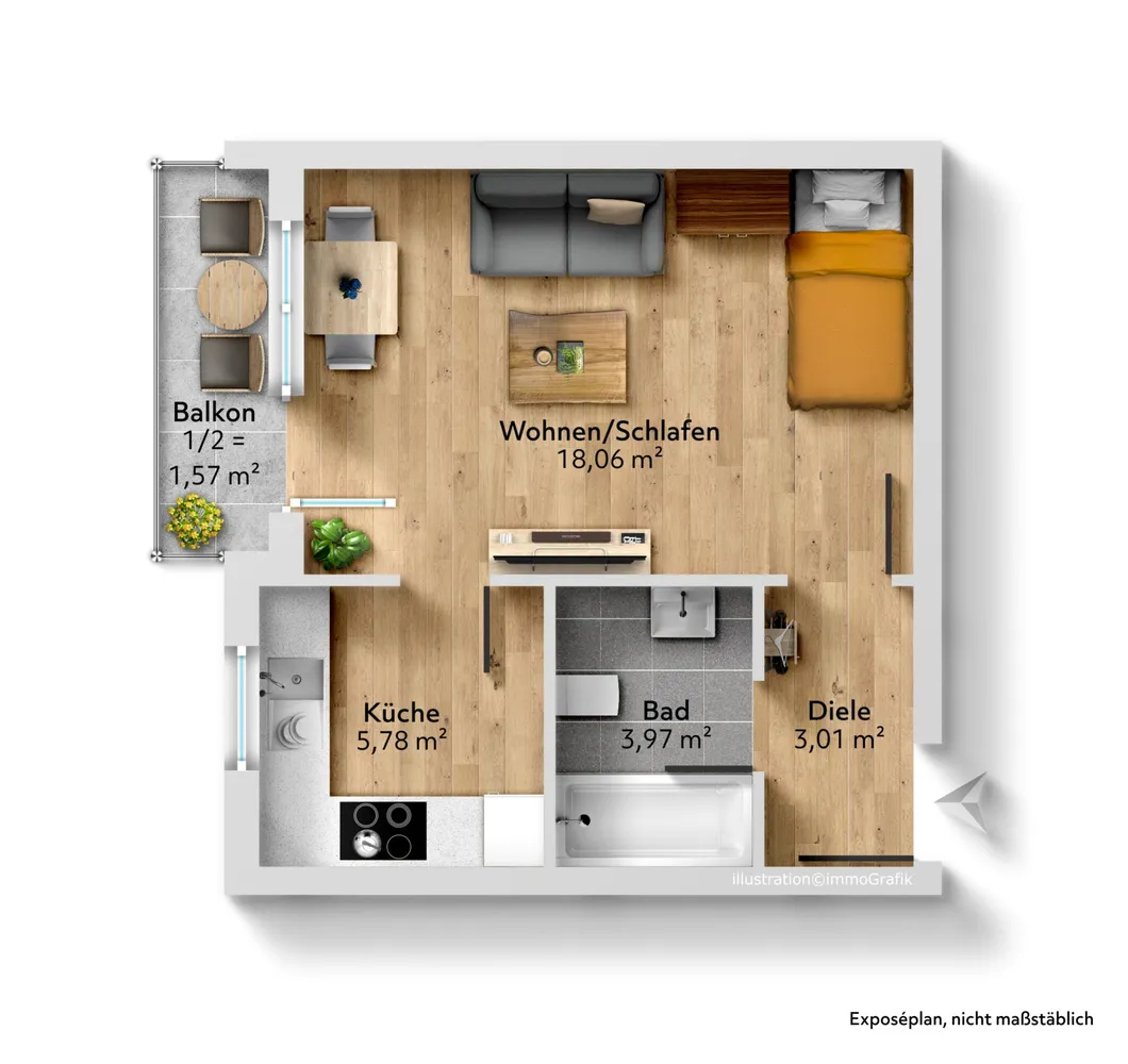 1 Zimmer Wohnung mit 32 m² in München – Bild 9