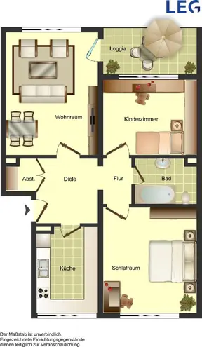 3 Zimmer Wohnung mit 67 m² in Duisburg – Bild 2