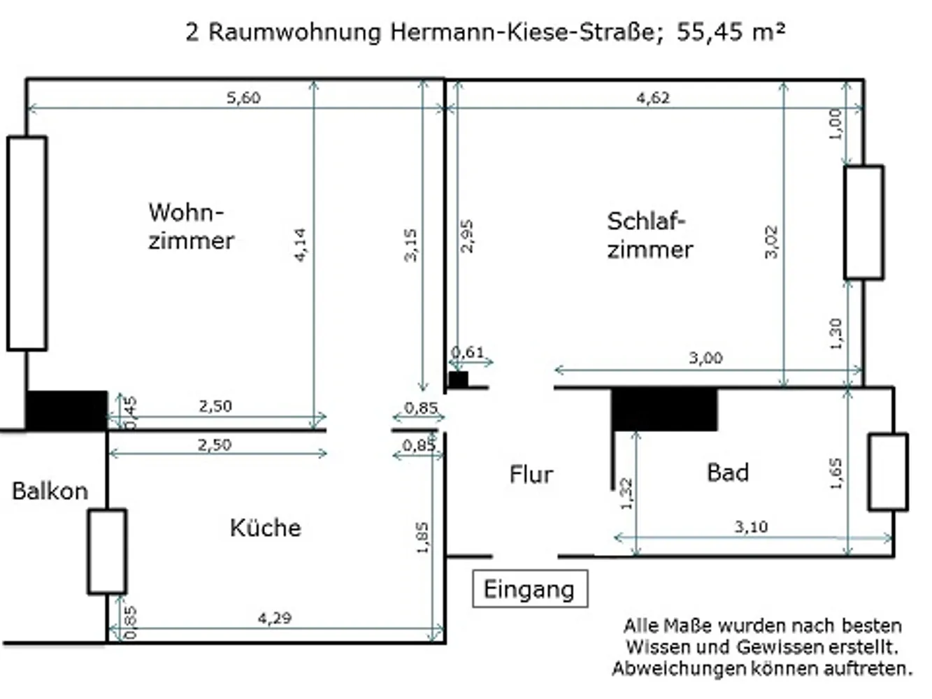 2 Zimmer Wohnung mit 55 m² in Erfurt – Bild 2